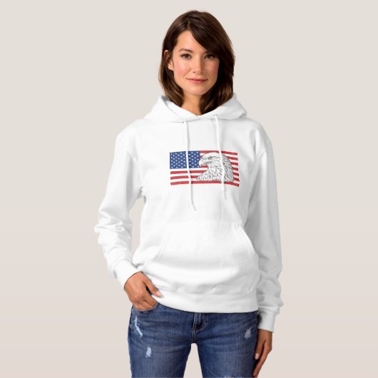 Adelaar stijgt met Amerikaanse vlag Hoodie (Voorkant volledig)