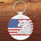 Adelaar stijgt met Amerikaanse vlag Sleutelhanger (Achterkant)