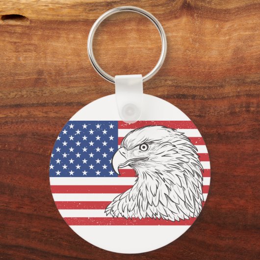 Adelaar stijgt met Amerikaanse vlag Sleutelhanger (Achterkant)