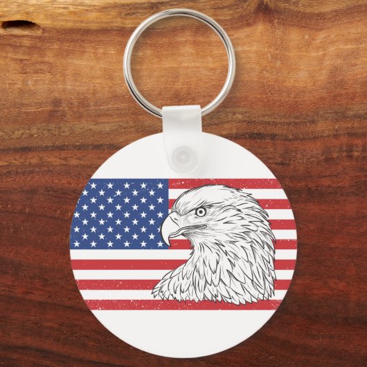 Adelaar stijgt met Amerikaanse vlag Sleutelhanger (Voorkant)