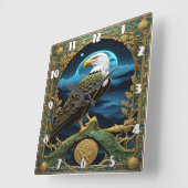 Adelaar tegen de nachtelijke hemel met bergen vierkante klok (Hoek)