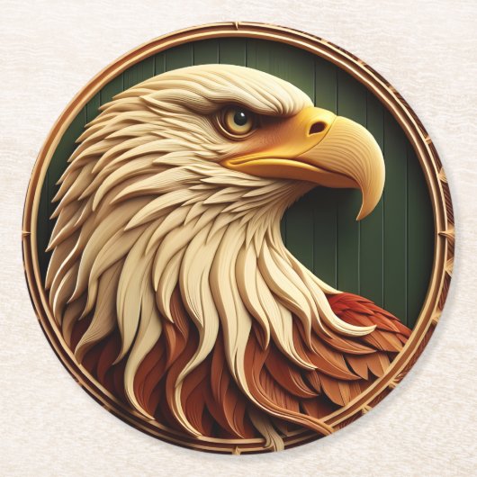 Adelaar van kracht en vrijheid ronde kartonnen onderzetter (Voorkant)