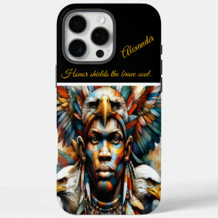 Adelaar-versierde Afrikaanse krijger, AI-kunst iPhone 16 Pro Max Hoesje