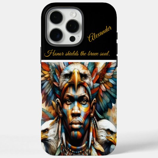 Adelaar-versierde Afrikaanse krijger, AI-kunst Case-Mate iPhone Case (Achterkant)