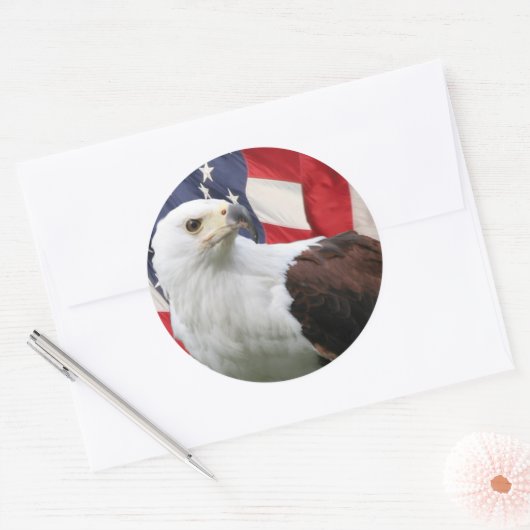 Adelaar & Vlag Ronde Sticker (Envelop)
