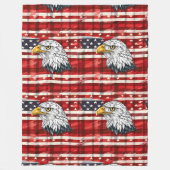 Adelaar & Vlag Worp Vier Amerika met Gemak Fleece Deken (Voorkant)