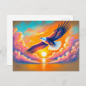 Adelaar Vliegen bij zonsondergang Pastel Krijt Tek Briefkaart (Voorkant / Achterkant)