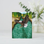 Adelaar Vliegen over de rivier in de bergen Briefkaart (Staand voorkant)