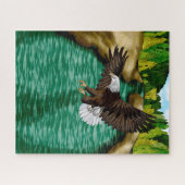 Adelaar Vliegen over de rivier in de bergen Legpuzzel (Horizontaal)