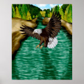 Adelaar Vliegen over de rivier in de bergen Poster (Voorkant)