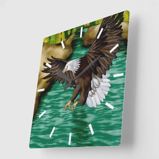 Adelaar Vliegen over rivier en bergen Vierkante Klok (Hoek)