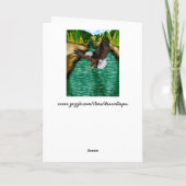 Adelaar Vliegen over rivier in de bergen Verjaarda Kaart (Achterkant)