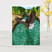 Adelaar Vliegen over rivier in de bergen Verjaarda Kaart (Gele Bloem)
