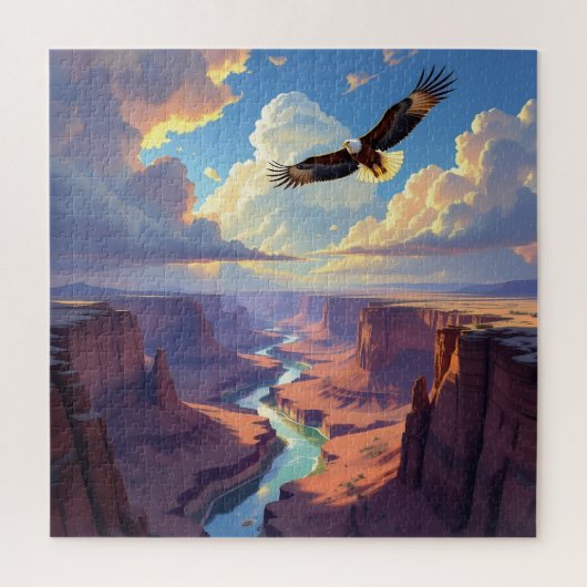 Adelaar vliegend over een canyon legpuzzel (Verticaal)