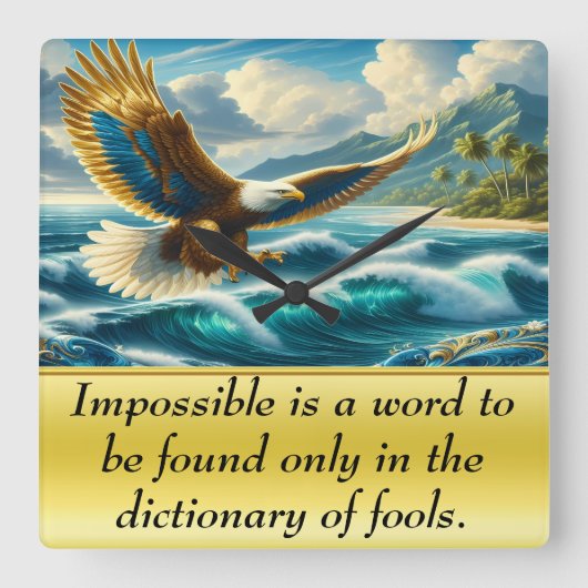 Adelaar vliegt over de oceaan vierkante klok (Voorkant)