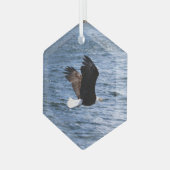 Adelaar vliegt over de oceaantop glas ornament (Voorkant links)