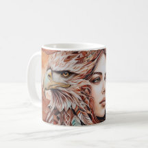 Adelaar - Vrouw - Wolf - watercolor kunst 1 - Fan 