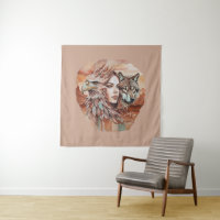 Adelaar - Vrouw - Wolf - watercolor kunst 1 - Fan