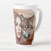 Adelaar - Vrouw - Wolf - waterverf art 1 - Fan Fun Latte Mok (Rechterhoek)