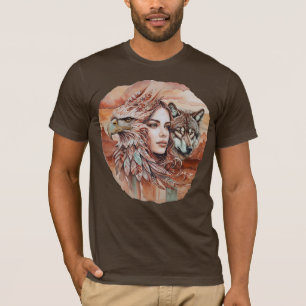 Adelaar - Vrouw - Wolf - waterverf art 1 - Fan Fun T-shirt
