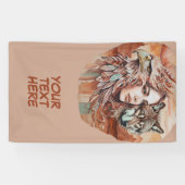 Adelaar - Vrouw - Wolf - waterverf kunst 1 - Fan F Spandoek (Horizontaal)
