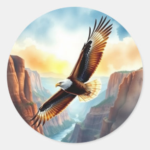 Adelaar zweeft boven Canyon Ronde Sticker