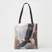 Adelaar zweeft over Canyon en River Tote Bag (Voorkant)