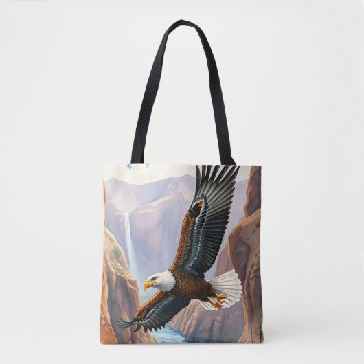 Adelaar zweeft over Canyon en River Tote Bag (Voorkant)