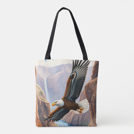 Adelaar zweeft over Canyon en River Tote Bag (Achterkant)