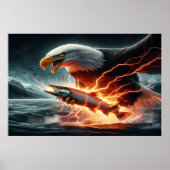 Adelaar zweeft over vis op water poster (Voorkant)