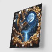 Adelaars neergestreken in het maanverlichte bos vierkante klok (Hoek)