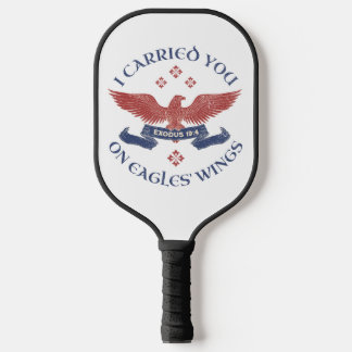 Adelaar's Vleugels Schrift Exodus 19:4 Rood/Blauw Pickleball Paddle