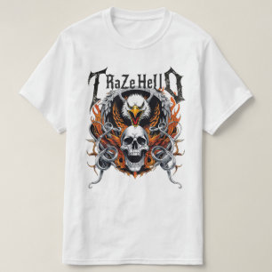 Adelaarschedel Vlam Power Bike Kunst om de Hel te T-shirt