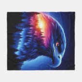 Adelaarsilhouet met Forest Sunset Fleece Deken (Voorkant (Horizontaal))