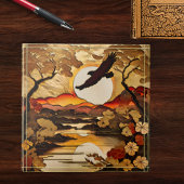 Adelaarsilhouet over Sunset Mountains en Valley Tegeltje