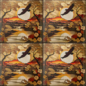 Adelaarsilhouet over Sunset Mountains en Valley Tegeltje