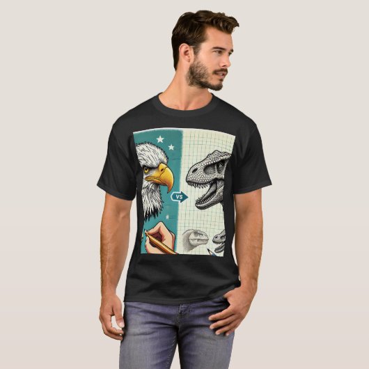 Adelaarskop en dinosauruskleurig T-shirt (Voorkant volledig)