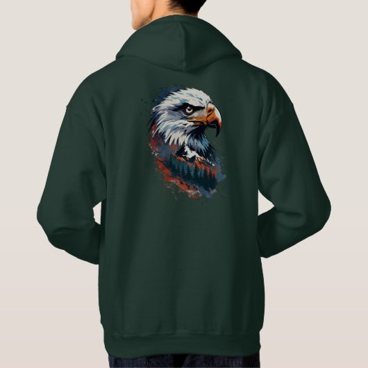 Adelaarskop en gestileerde berg hoodie (Achterkant)