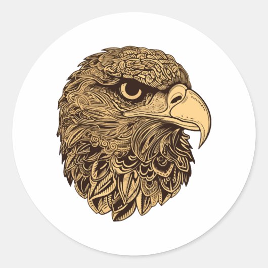 Adelaarskop Ronde Sticker (Voorkant)