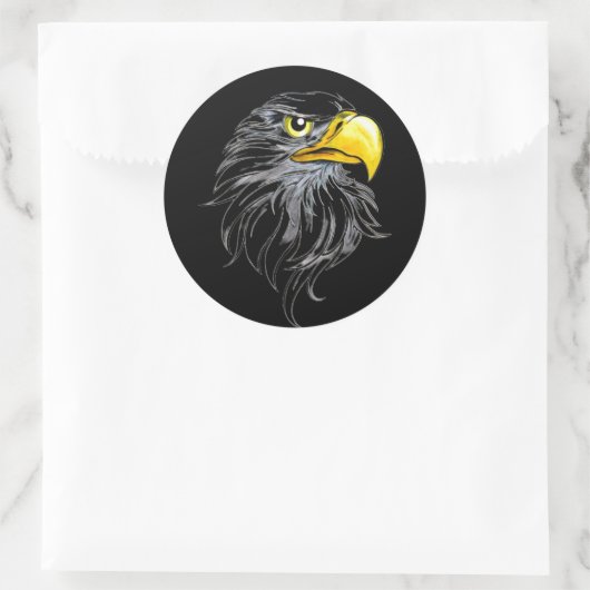 Adelaarskop Ronde Sticker (Tas)