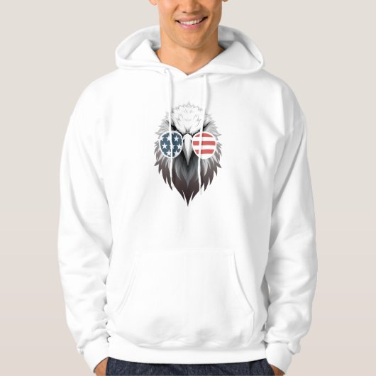 Adelaarskunst met zonnebril met Amerikaanse vlag Hoodie (Voorkant)