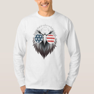 Adelaarskunst met zonnebril met Amerikaanse vlag T-shirt