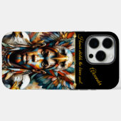 Adelaarsversierde Afrikaanse krijger, AI-kunst Case-Mate iPhone Case (Achterkant (horizontaal))