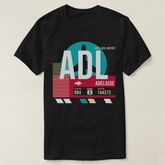 Adelaide ADL Australia Label van luchthavencode T-shirt (Design voorkant)