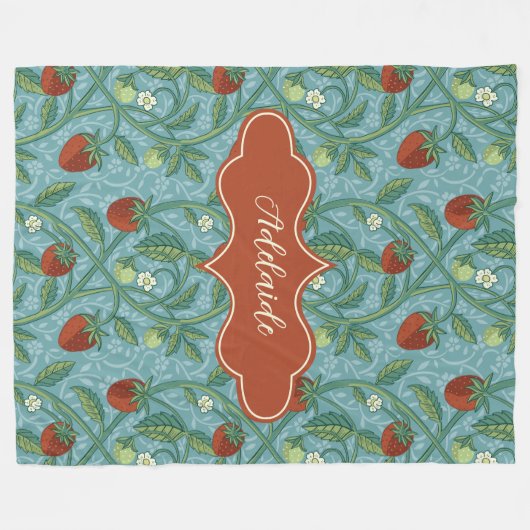 Adelaide Aqua Strawberry Vine Fleece Deken (Voorkant (Horizontaal))