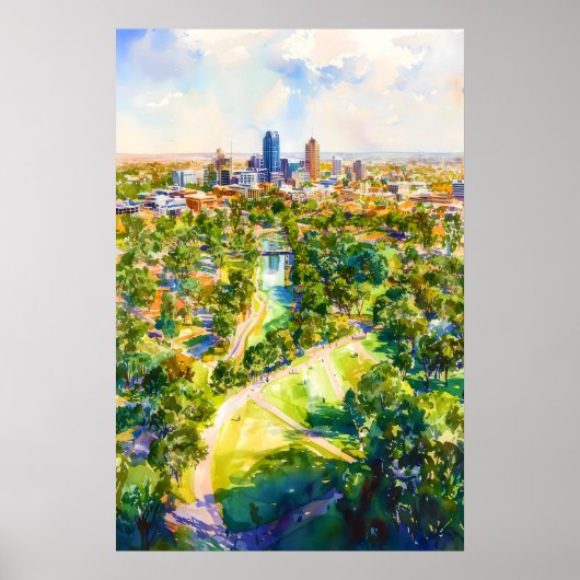 Adelaide Aquarel Poster Wandkunst Adelaide Muur (Voorkant)