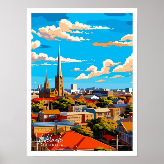 Adelaide Australia Kunstwerk Reizen Illustratie Poster (Voorkant)