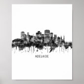 Adelaide Australia Skyline BW Poster (Voorkant)