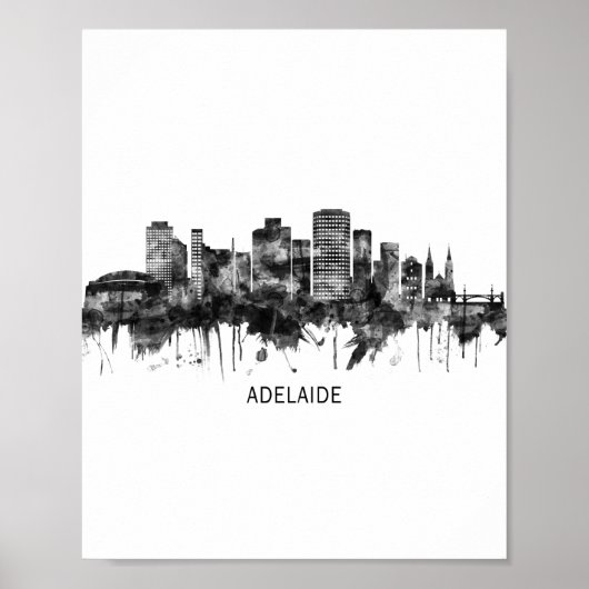 Adelaide Australia Skyline BW Poster (Voorkant)
