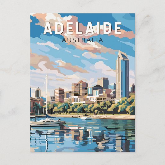 Adelaide Australia Travel Art Vintage Briefkaart (Voorkant)
